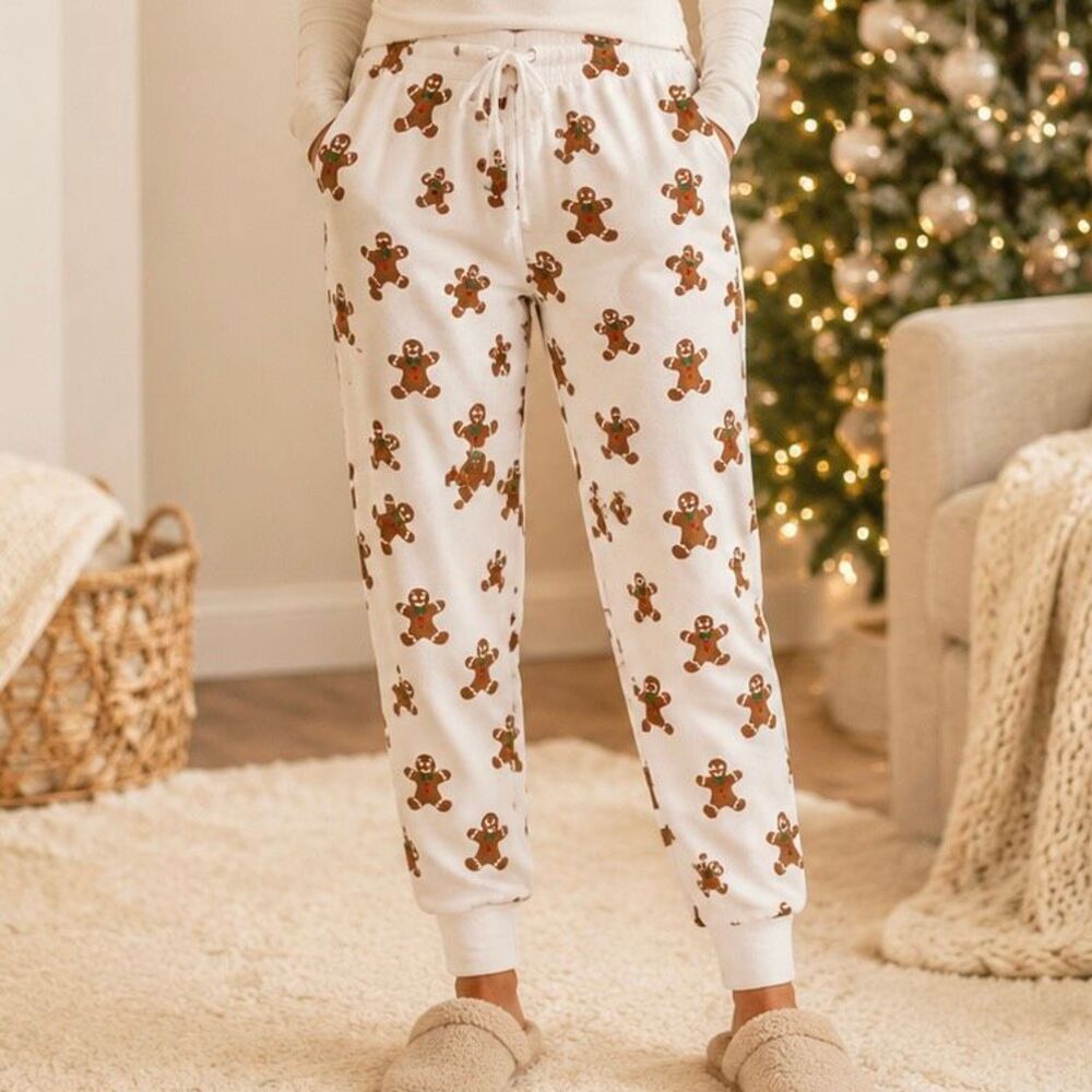 Chemistry Gingerbread Man Christmas Jogger Pants Women’s Medium White
